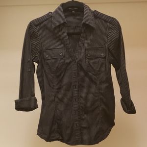 Black and white pinstripe Express button down